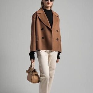 Retail$ 1,360 NWT 'S Max Mara Double Breasted Virgin Wool Pea Coat Sz:US8